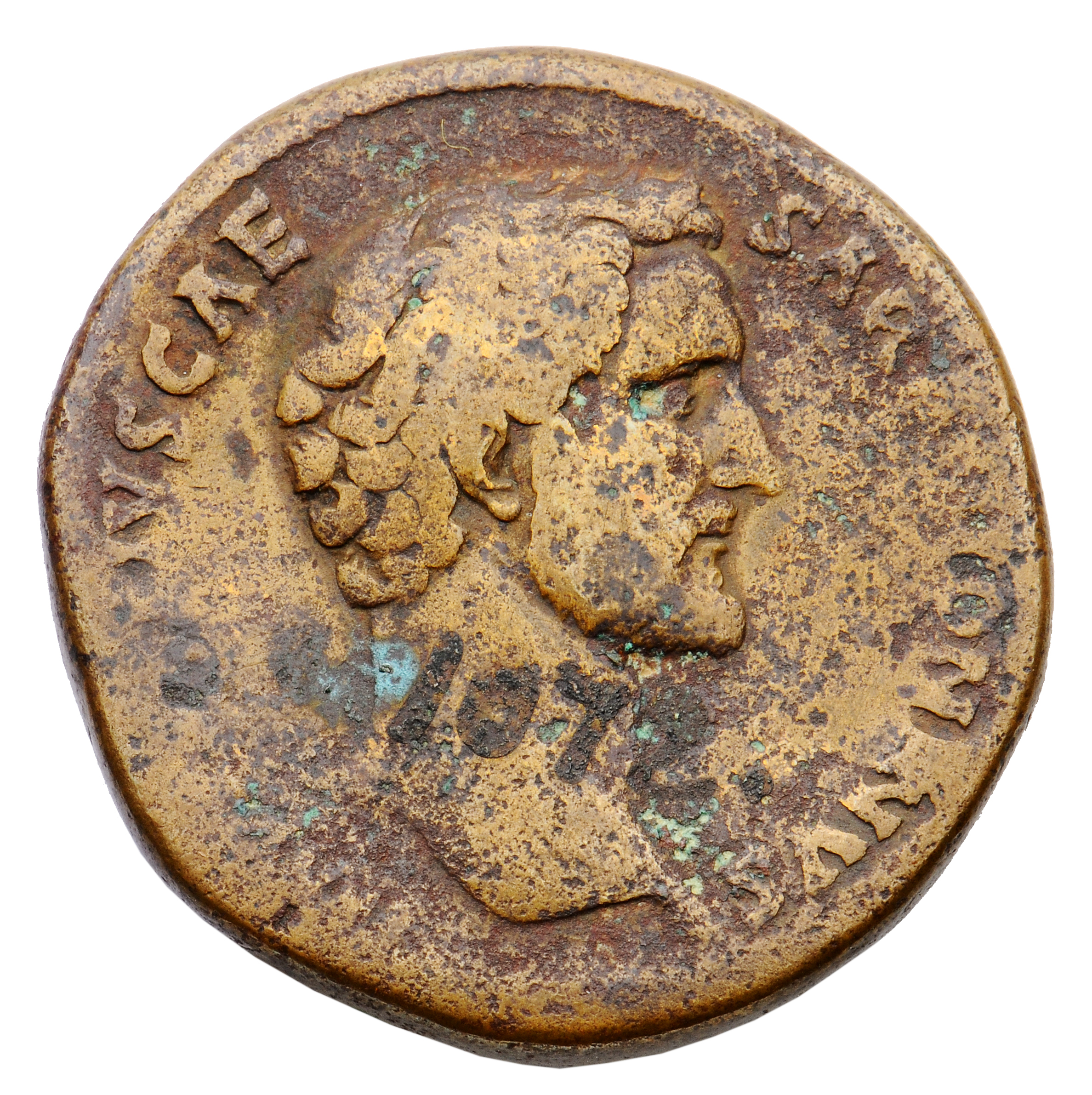 RIC II, Part 3 (second edition) Hadrian 2743 Hadrian obverse, Head of Antoninus Pius, right