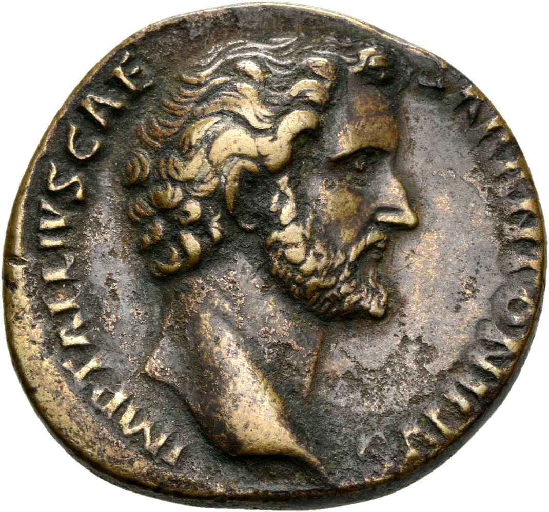 RIC II, Part 3 (second edition) Hadrian 2747 Hadrian obverse, Head of Antoninus Pius, right