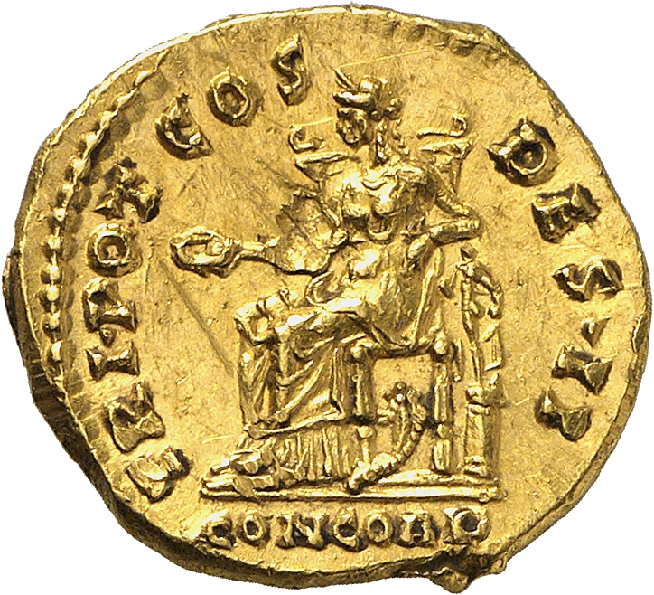 RIC II, Part 3 (second edition) Hadrian 2760 Hadrian reverse, Concordia seated left on throne, holding patera and resting ...