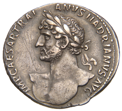 RIC II, Part 3 (second edition) Hadrian 2791 Hadrian obverse, Bust of Hadrian, laureate, bare chest, traces of drapery on ...