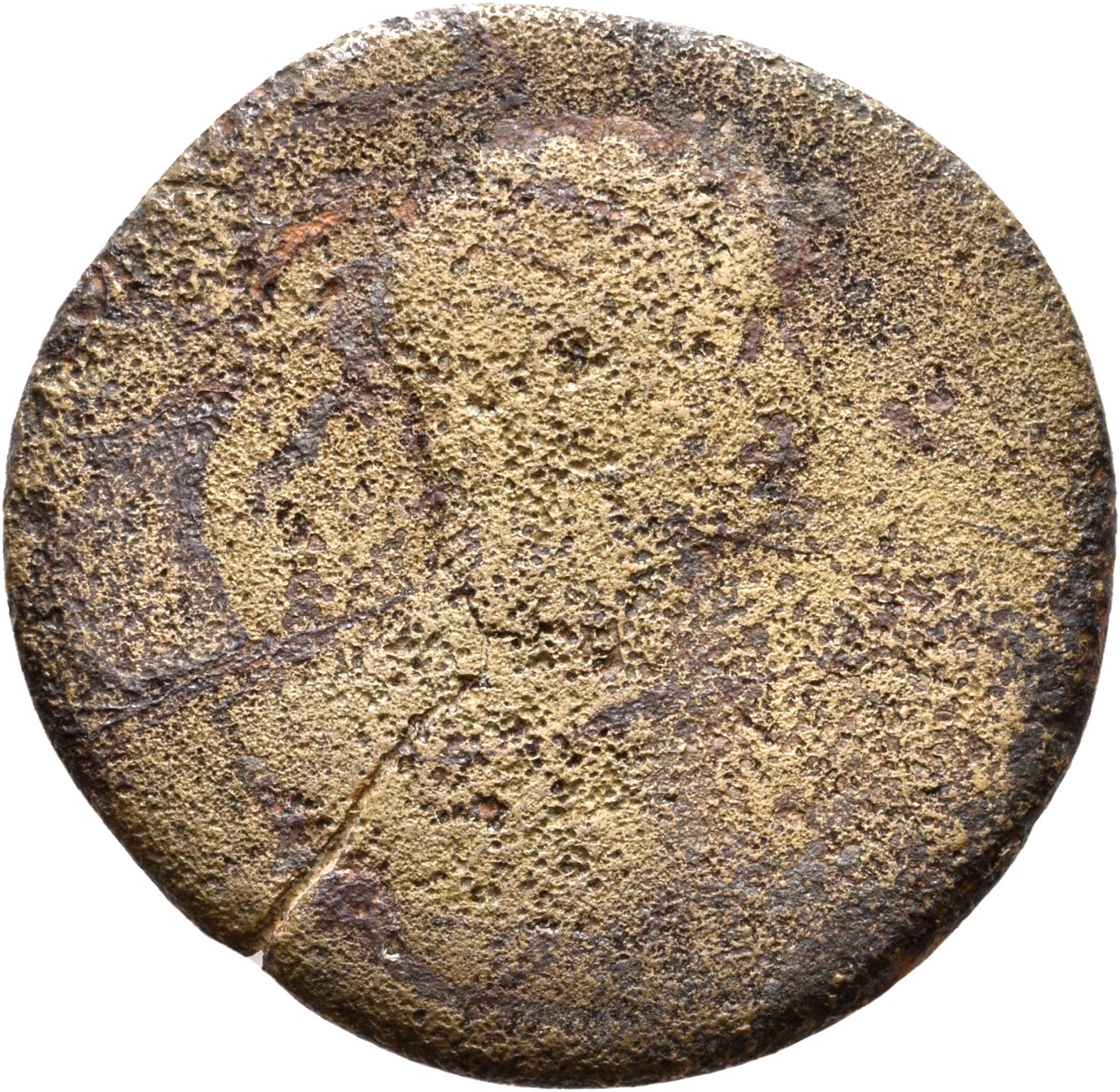 RIC II, Part 3 (second edition) Hadrian 30 Hadrian obverse, Bust of Hadrian, laureate, bare chest, traces of drapery on fa...