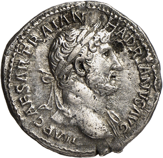 RIC II, Part 3 (second edition) Hadrian 300 Hadrian obverse, Bust of Hadrian, laureate, bare chest, traces of drapery on f...