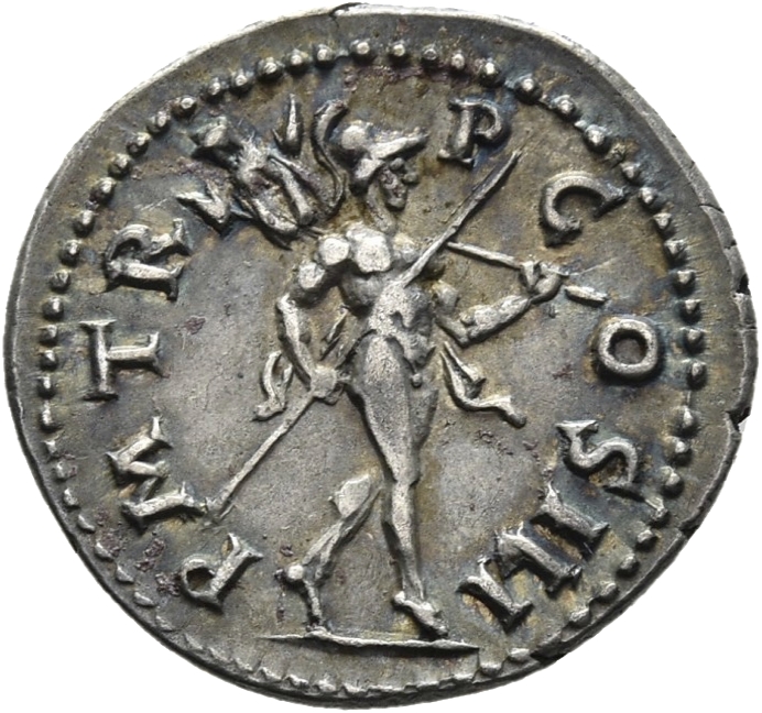 RIC II, Part 3 (second edition) Hadrian 3014 Hadrian reverse, Mars advancing right, holding spear and trophy
