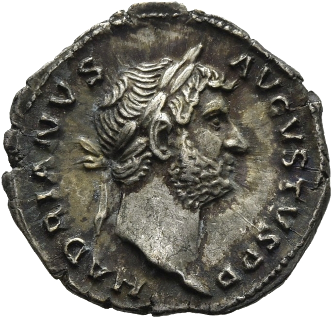 RIC II, Part 3 (second edition) Hadrian 3028 Hadrian obverse, Head of Hadrian, laureate, right