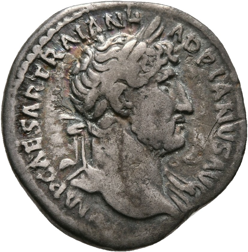 RIC II, Part 3 (second edition) Hadrian 305 Hadrian obverse, Bust of Hadrian, laureate, draped, right, viewed from front