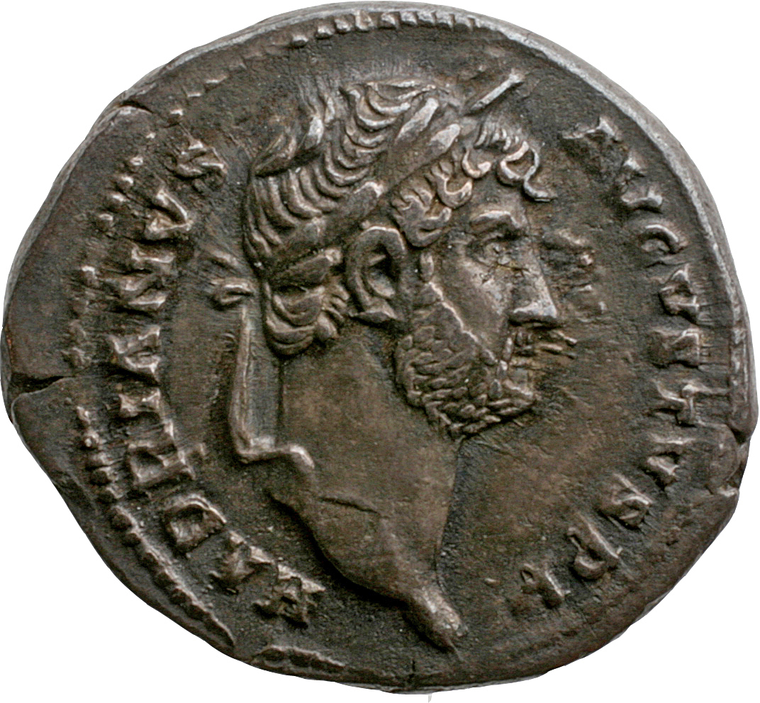 Hadrian obverse — Head of Hadrian, laureate, right