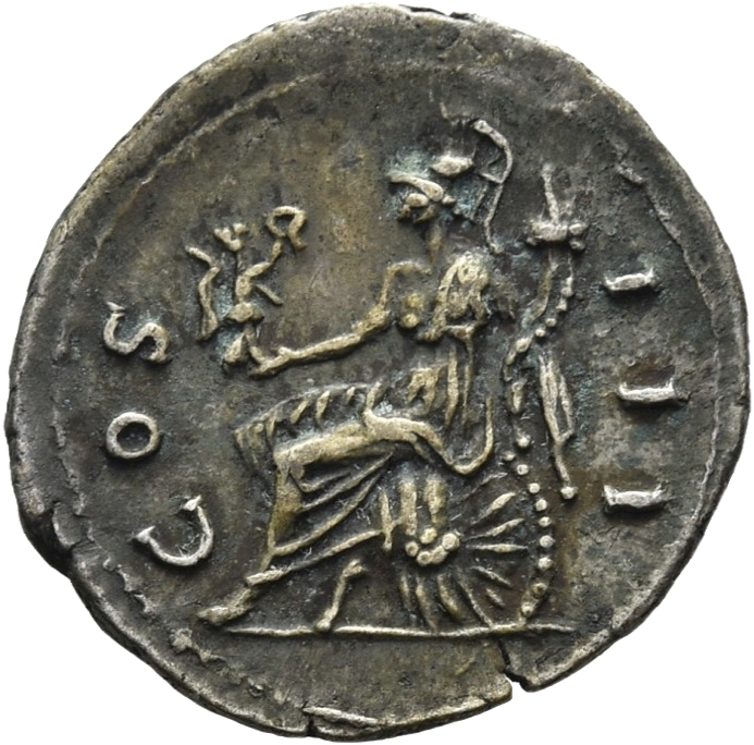 RIC II, Part 3 (second edition) Hadrian 3067 Hadrian reverse, Roma seated left on cuirass and arms, holding Victory and co...