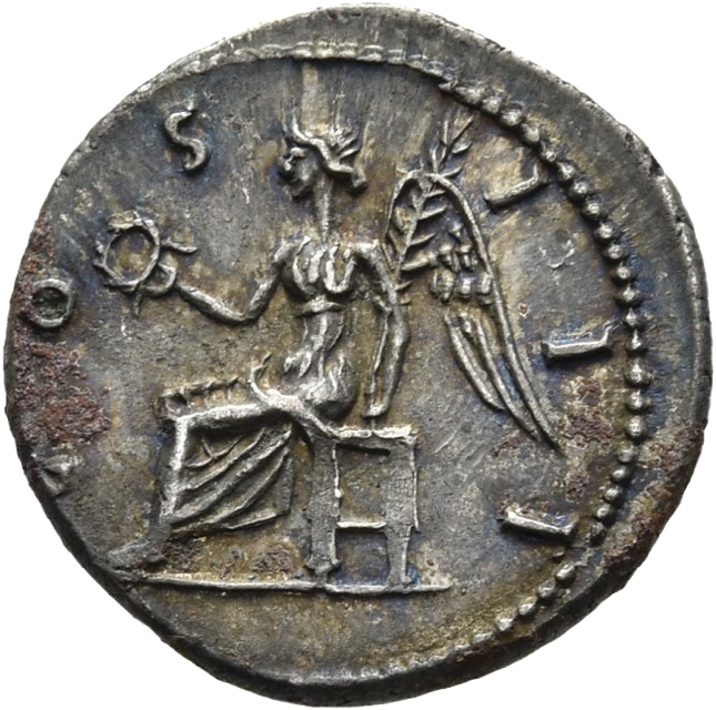 RIC II, Part 3 (second edition) Hadrian 3072 Hadrian reverse, Victory seated left, holding wreath and palm