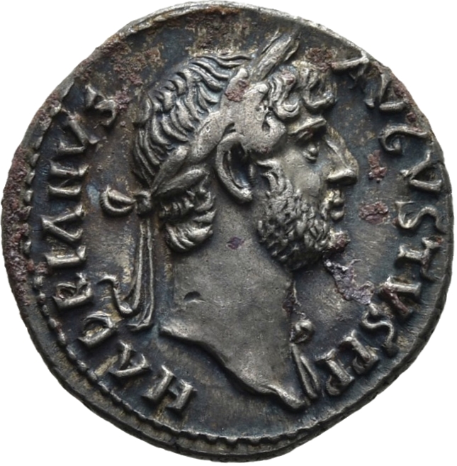 RIC II, Part 3 (second edition) Hadrian 3072 Hadrian obverse, Head of Hadrian, laureate, right