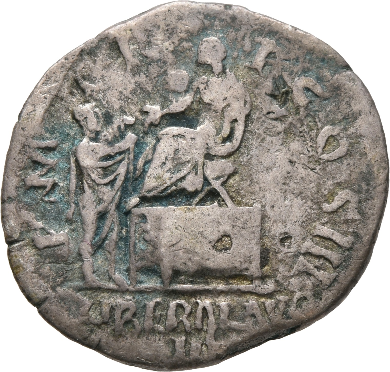 RIC II, Part 3 (second edition) Hadrian 308 Hadrian reverse, Hadrian seated left on platform, extending hand toward a citi...