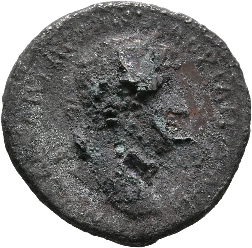 RIC II, Part 3 (second edition) Hadrian 309 Hadrian obverse, Bust of Hadrian, laureate, bare chest, traces of drapery on f...
