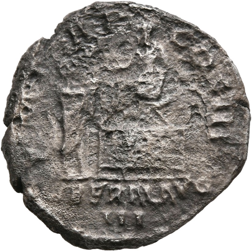 RIC II, Part 3 (second edition) Hadrian 310 Hadrian reverse, Hadrian seated left on platform, extending hand toward a citi...