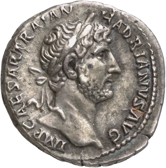 RIC II, Part 3 (second edition) Hadrian 316 Hadrian obverse, Head of Hadrian, laureate, right