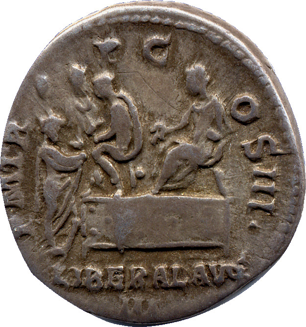 RIC II, Part 3 (second edition) Hadrian 317 Hadrian reverse, Hadrian seated left on platform, extending hand toward attend...