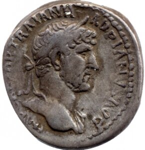 RIC II, Part 3 (second edition) Hadrian 317 Hadrian obverse, Bust of Hadrian, laureate, bare chest, traces of drapery on f...