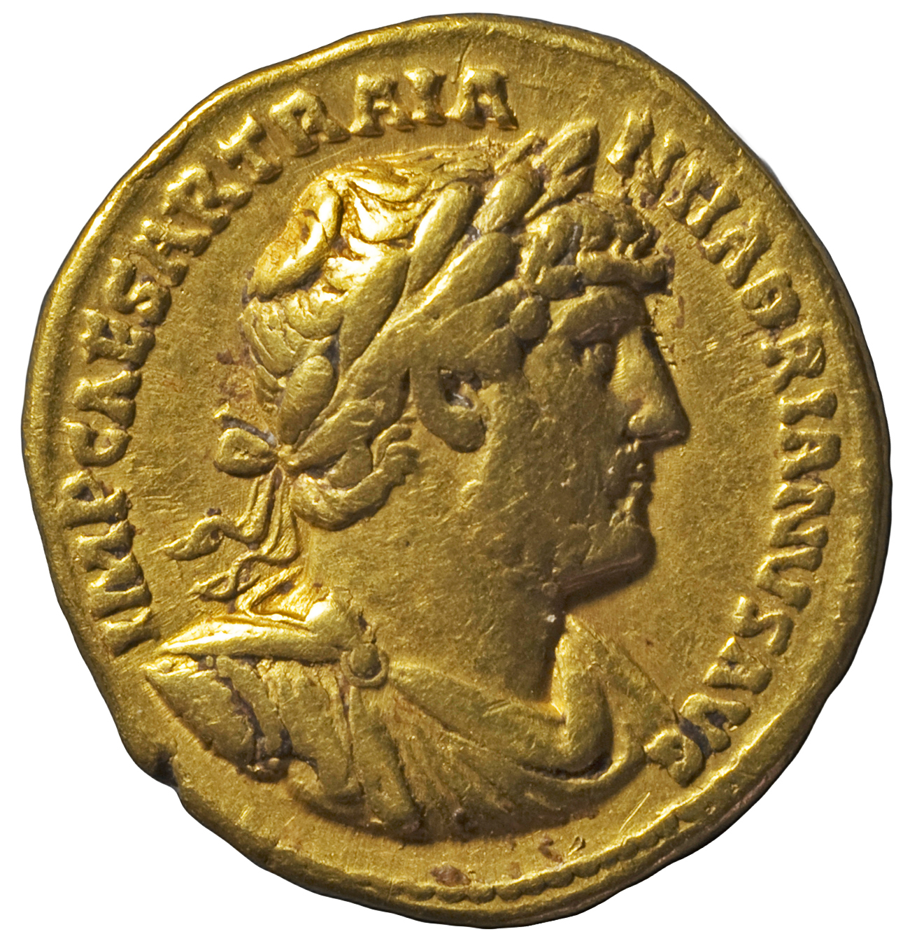 RIC II, Part 3 (second edition) Hadrian 319 Hadrian obverse, Bust of Hadrian, laureate, draped and cuirassed, right, viewe...