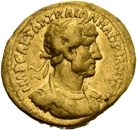 RIC II, Part 3 (second edition) Hadrian 328 Hadrian obverse, Bust of Hadrian, laureate, draped and cuirassed, right, viewe...