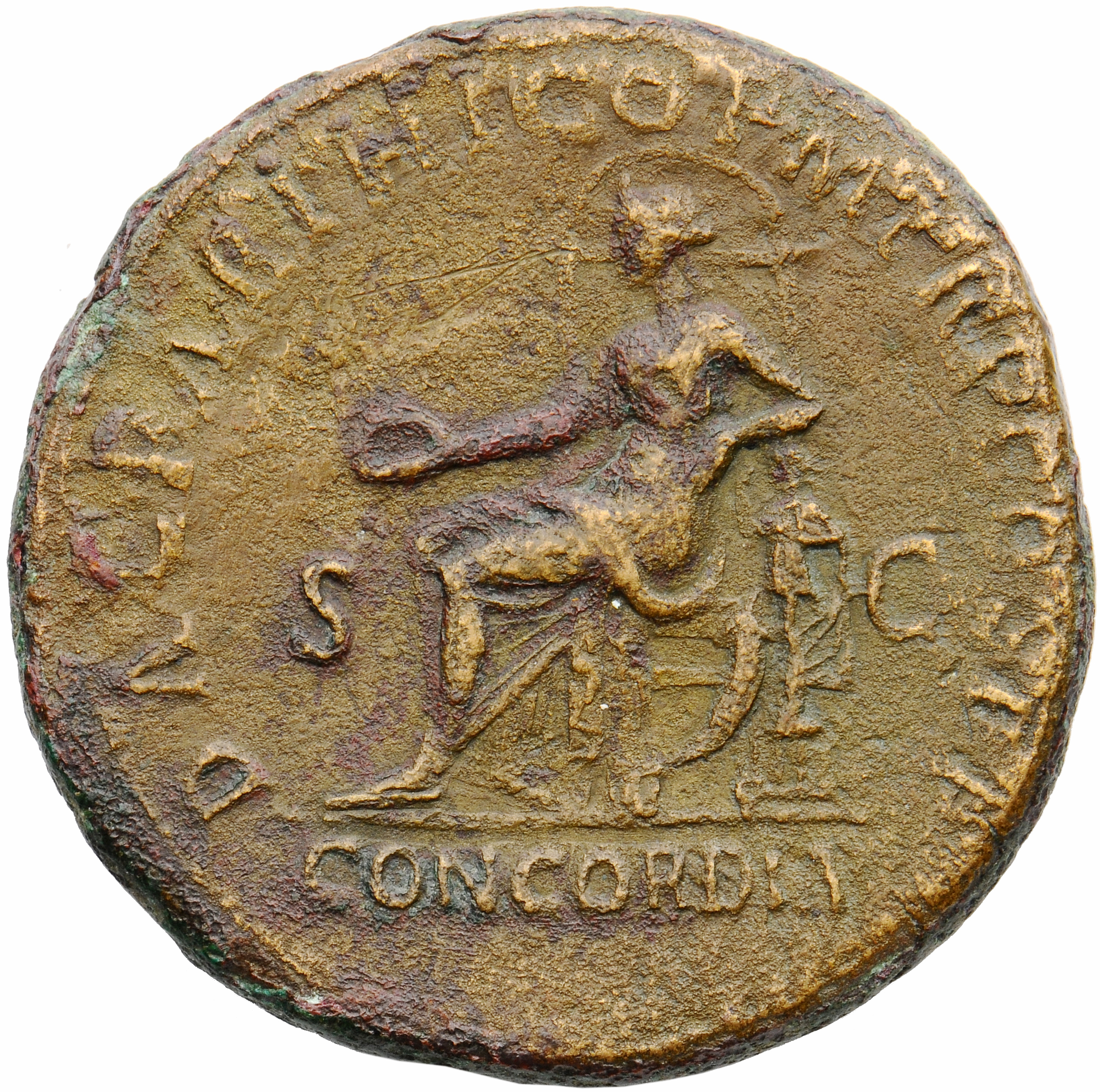 RIC II, Part 3 (second edition) Hadrian 36 Hadrian reverse, Concordia seated left on throne, holding patera and resting on...