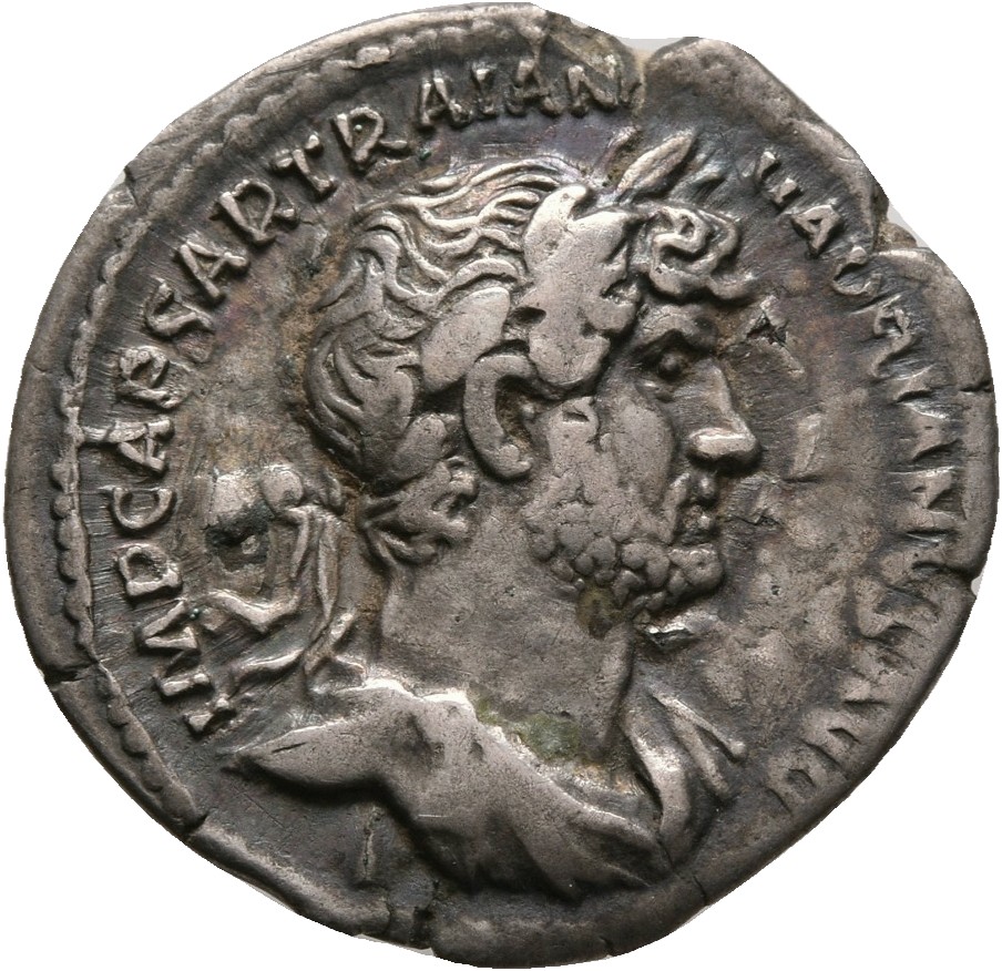 RIC II, Part 3 (second edition) Hadrian 379 Hadrian obverse, Bust of Hadrian, laureate, draped and cuirassed, right, viewe...