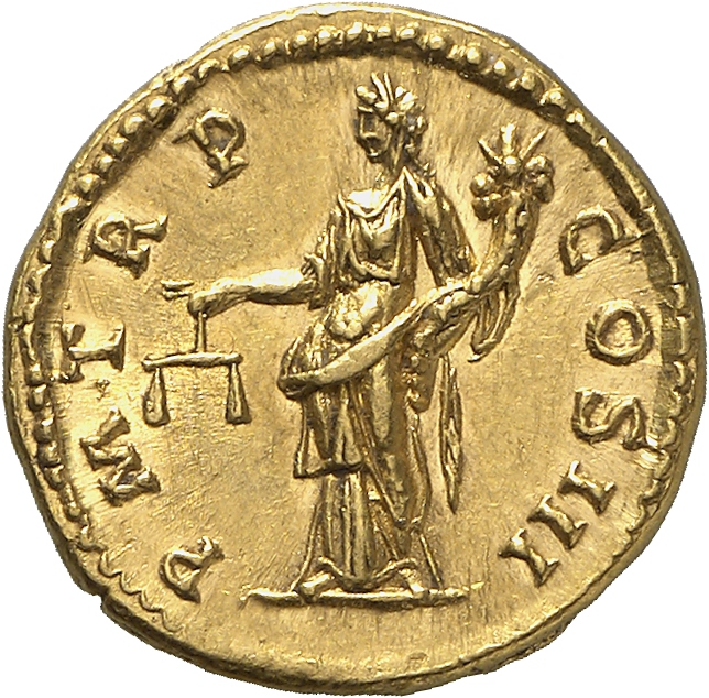 RIC II, Part 3 (second edition) Hadrian 383-384 Hadrian reverse, Aequitas-Moneta standing left, holding scales and cornucopia