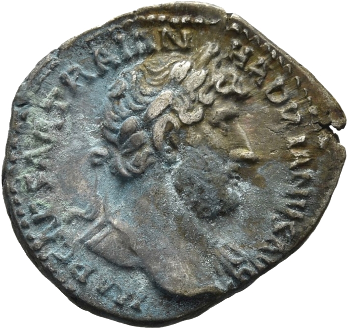 RIC II, Part 3 (second edition) Hadrian 385 Hadrian obverse, Head of Hadrian, laureate, right