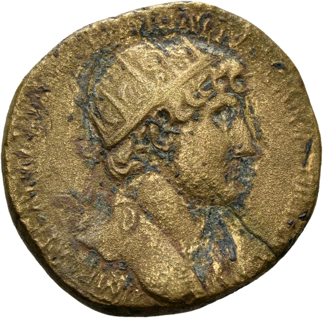 RIC II, Part 3 (second edition) Hadrian 403 Hadrian obverse, Head of Hadrian, radiate, right