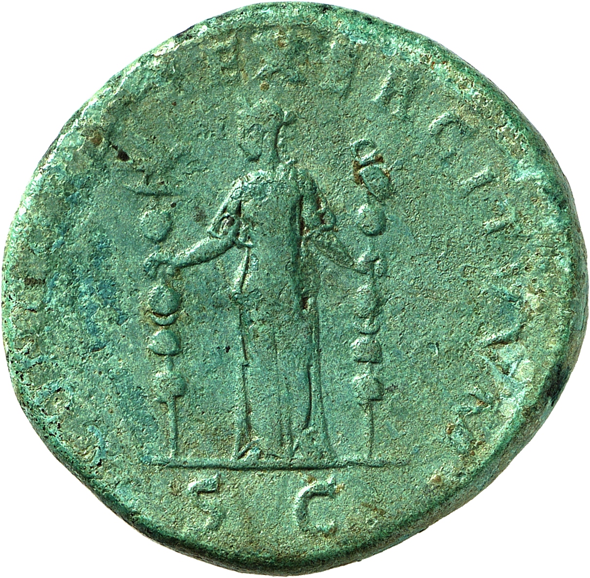 RIC II, Part 3 (second edition) Hadrian 413 Hadrian reverse, Concordia standing facing, head left, holding a legionary eag...