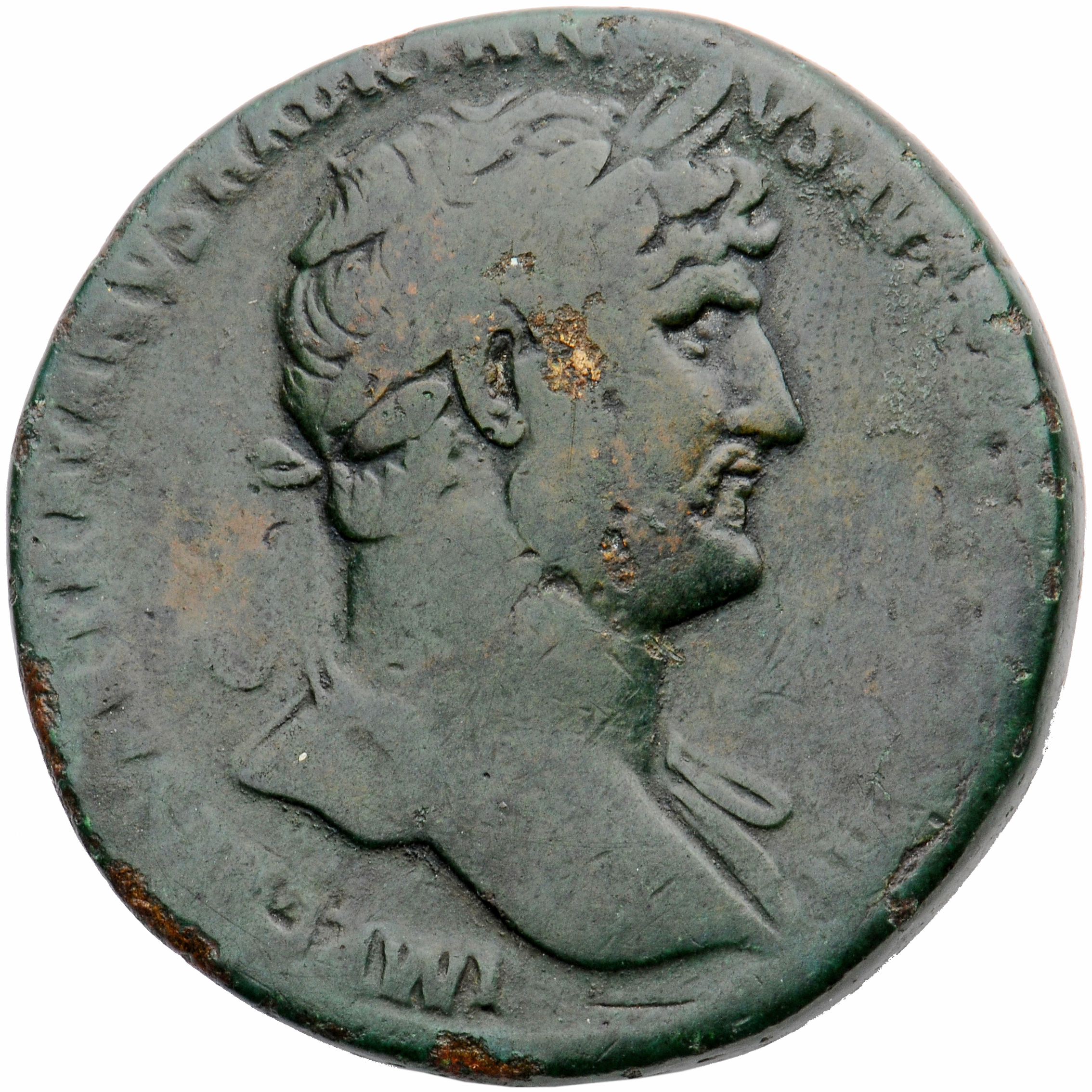RIC II, Part 3 (second edition) Hadrian 420 Hadrian obverse, Head of Hadrian, laureate, right