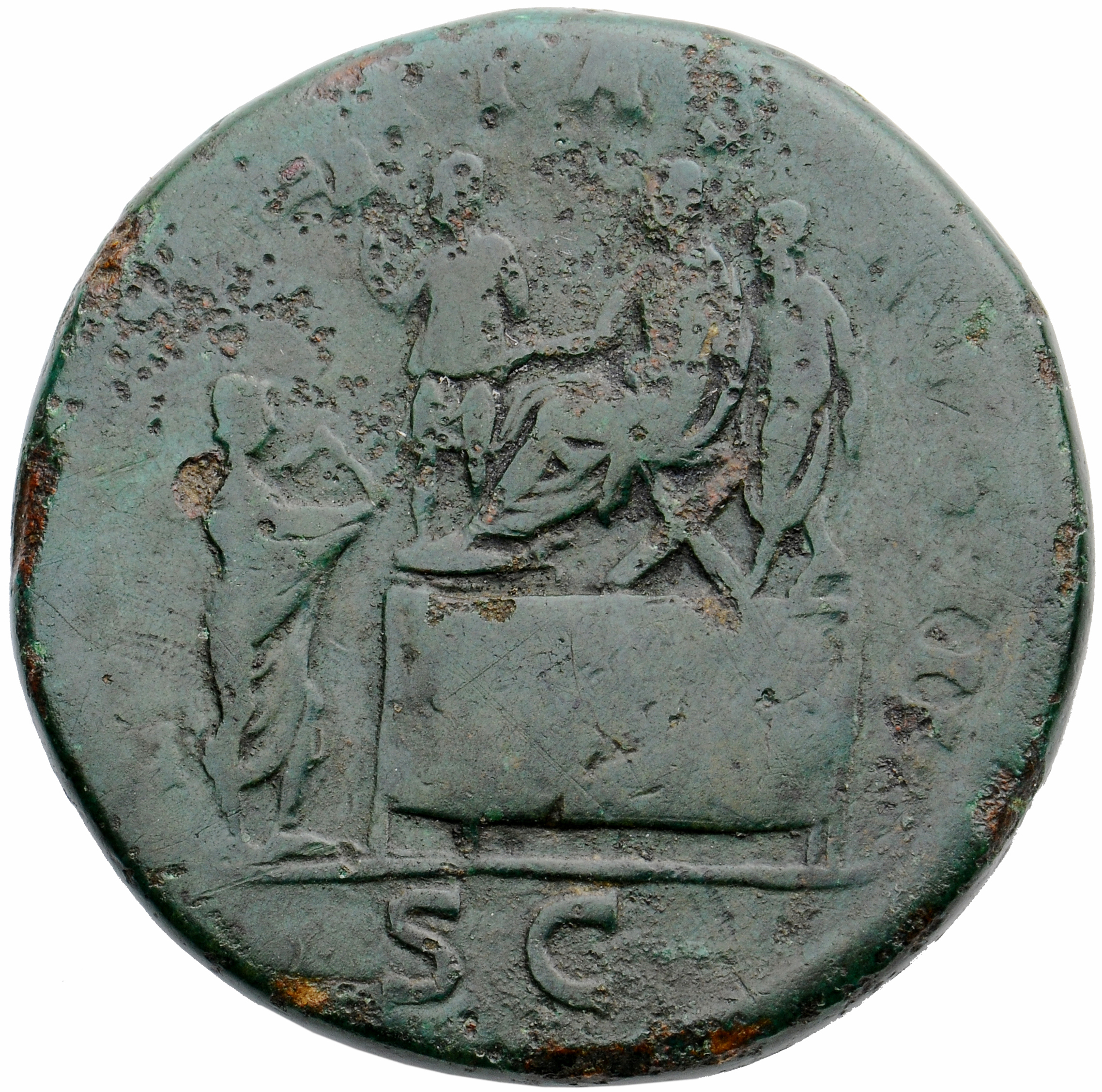 RIC II, Part 3 (second edition) Hadrian 420 Hadrian reverse, Hadrian seated left on platform, extending hand toward citize...