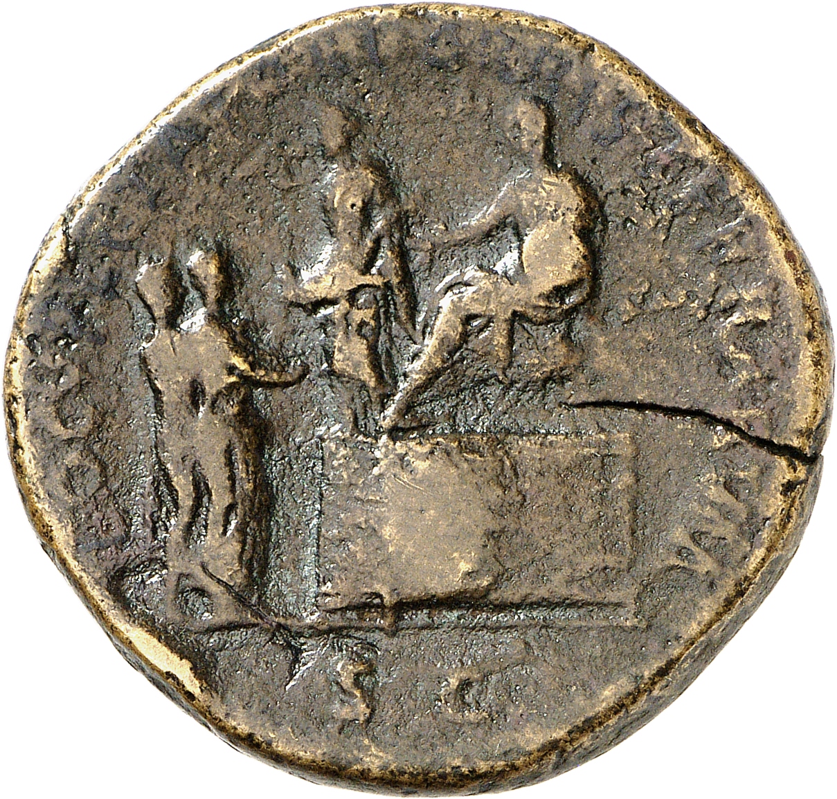 RIC II, Part 3 (second edition) Hadrian 430 Hadrian reverse, Hadrian seated left on platform, extending hand toward citize...