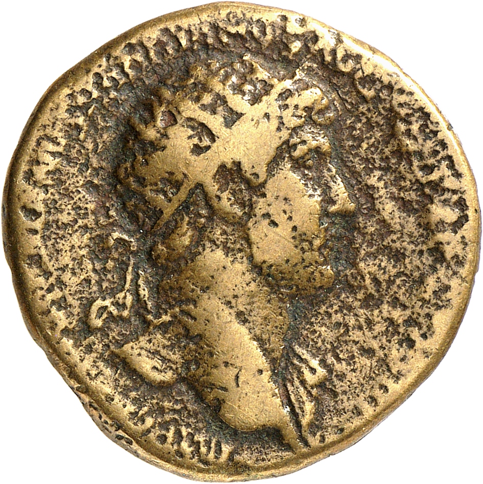 RIC II, Part 3 (second edition) Hadrian 440 Hadrian obverse, Bust of Hadrian, radiate, bare chest, traces of drapery on fa...