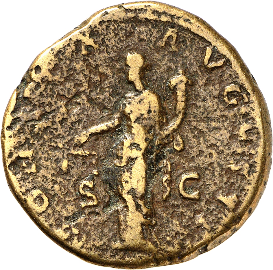 RIC II, Part 3 (second edition) Hadrian 440 Hadrian reverse, Moneta standing left, holding scales and cornucopia