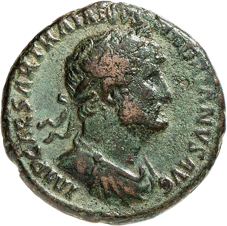 RIC II, Part 3 (second edition) Hadrian 448 Hadrian obverse, Bust of Hadrian, laureate, draped, right, viewed from front