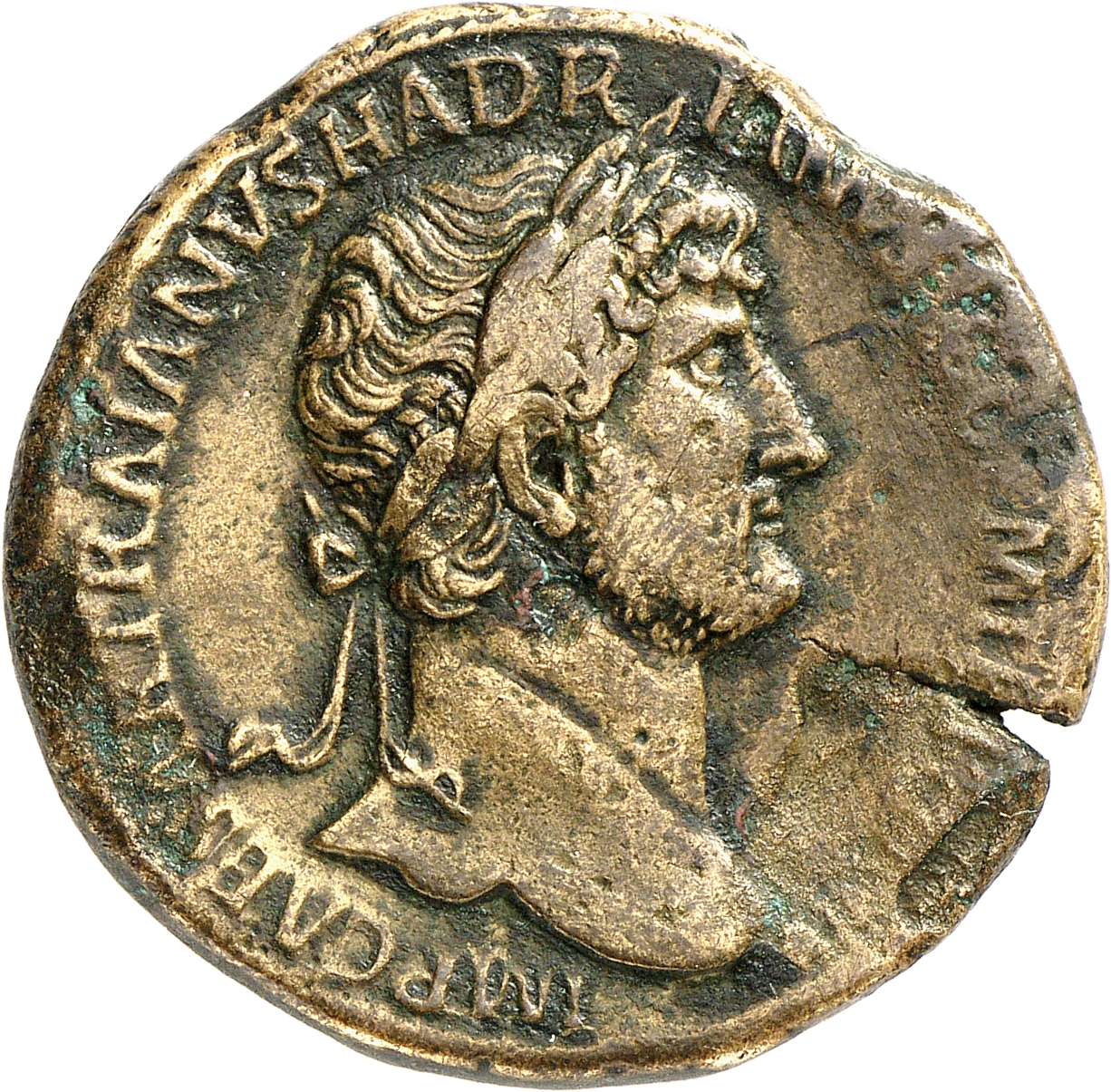RIC II, Part 3 (second edition) Hadrian 450 Hadrian obverse, Head of Hadrian, laureate, right
