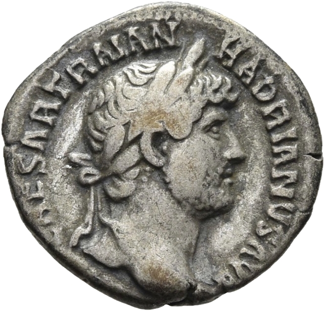 RIC II, Part 3 (second edition) Hadrian 497 Hadrian obverse, Head of Hadrian, laureate, right
