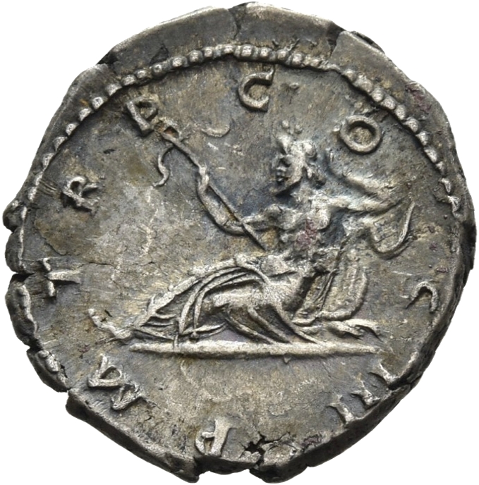 RIC II, Part 3 (second edition) Hadrian 522 Hadrian reverse, Oceanus, usually with crab claw horns, reclining left, holdin...