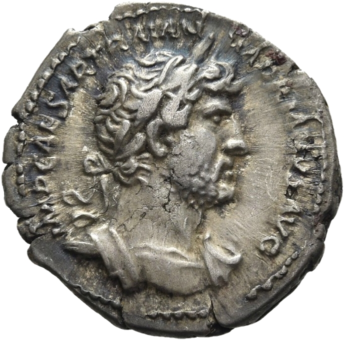 RIC II, Part 3 (second edition) Hadrian 522 Hadrian obverse, Bust of Hadrian, laureate, cuirassed, cropped of pteryges, ri...