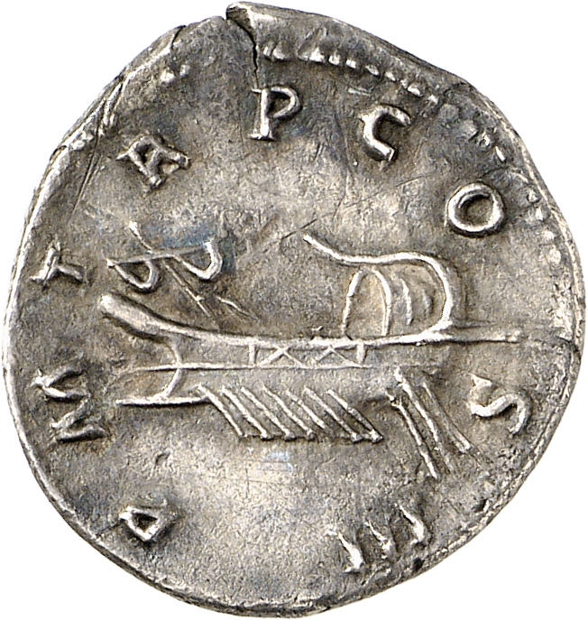 RIC II, Part 3 (second edition) Hadrian 526 Hadrian reverse, Ship, left