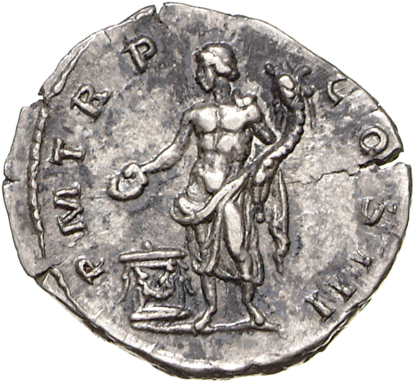 RIC II, Part 3 (second edition) Hadrian 534 Hadrian reverse, Genius standing left, sacrificing with patera over altar and ...