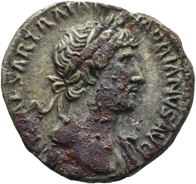 RIC II, Part 3 (second edition) Hadrian 541 Hadrian obverse, Head of Hadrian, laureate, right