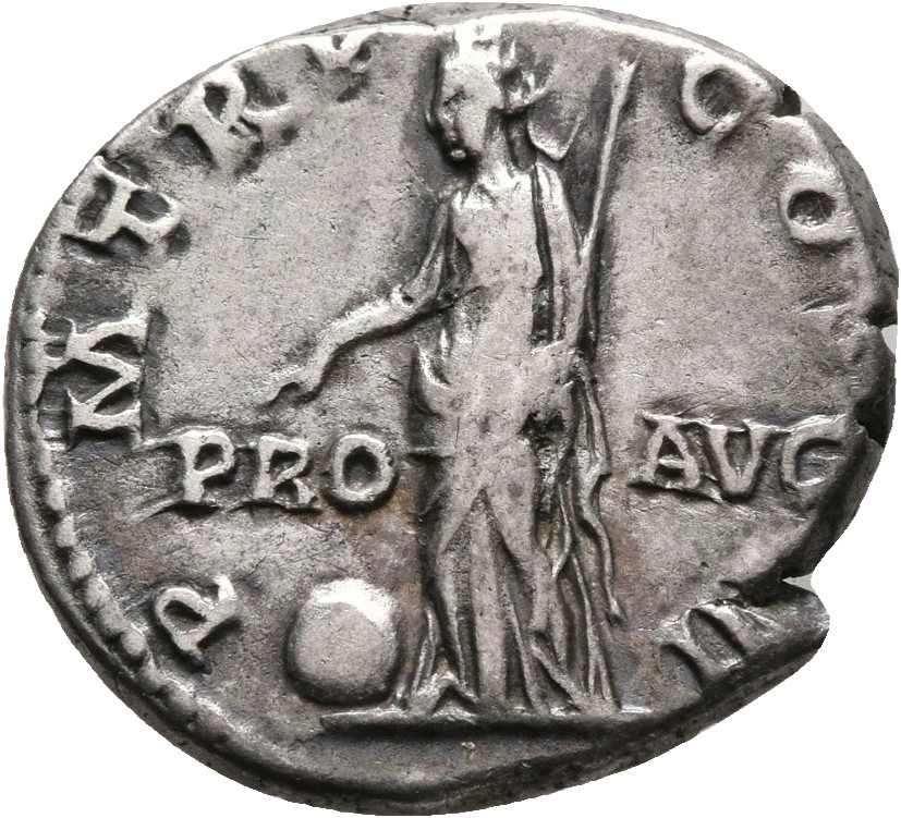 RIC II, Part 3 (second edition) Hadrian 561 Hadrian reverse, Providentia standing left, usually leaning on column, pointin...