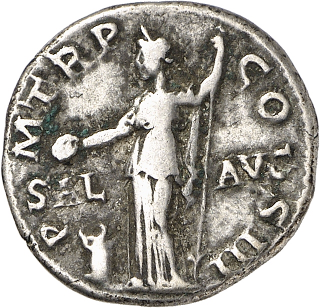 RIC II, Part 3 (second edition) Hadrian 563 Hadrian reverse, Salus standing left, holding patera over altar to left (somet...
