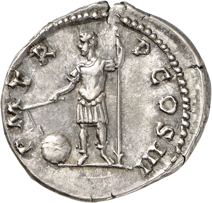 RIC II, Part 3 (second edition) Hadrian 567 Hadrian reverse, Hadrian-Fortuna standing left, holding rudder on globe and sp...