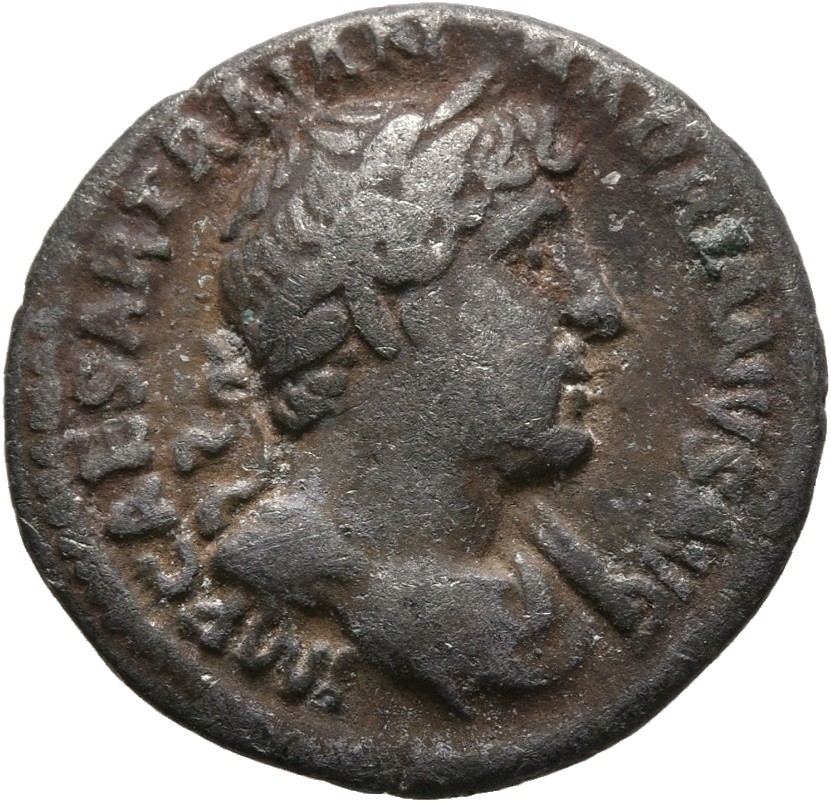 RIC II, Part 3 (second edition) Hadrian 581 Hadrian obverse, Bust of Hadrian, laureate, draped, right, viewed from front