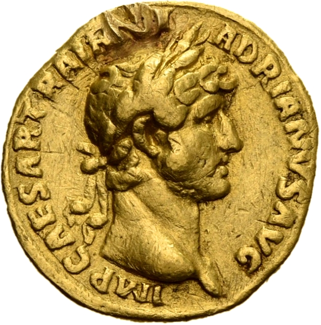 RIC II, Part 3 (second edition) Hadrian 586 Hadrian obverse, Head of Hadrian, laureate, right