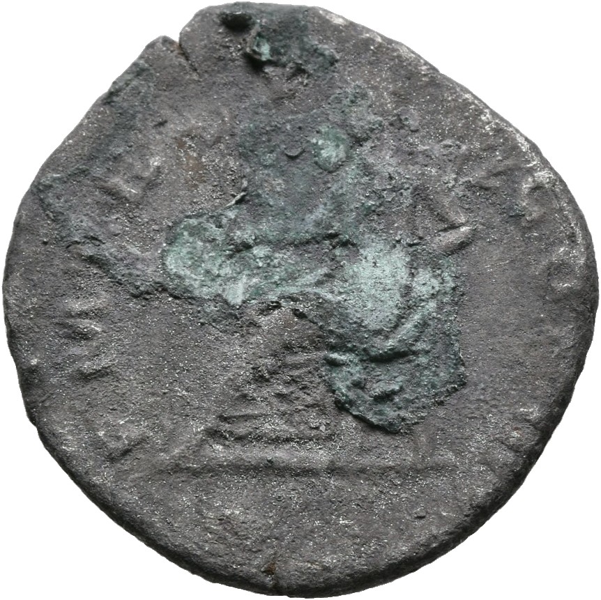 RIC II, Part 3 (second edition) Hadrian 591 Hadrian reverse, Pax seated left, holding Victory and branch
