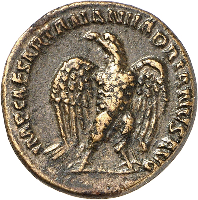 RIC II, Part 3 (second edition) Hadrian 624 Hadrian obverse, Eagle standing left