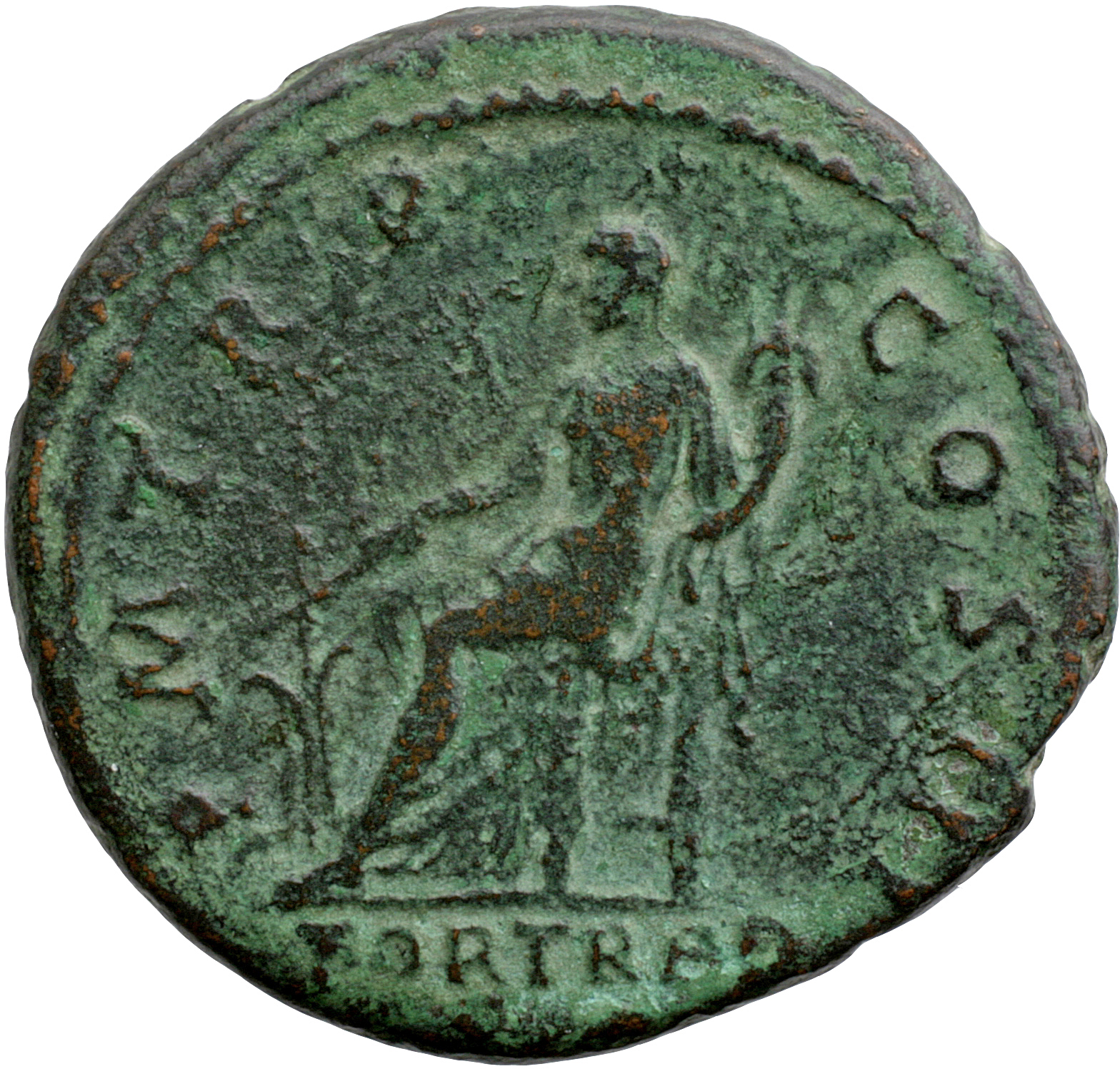 RIC II, Part 3 (second edition) Hadrian 649 Hadrian reverse, Fortuna seated left, holding rudder and cornucopia