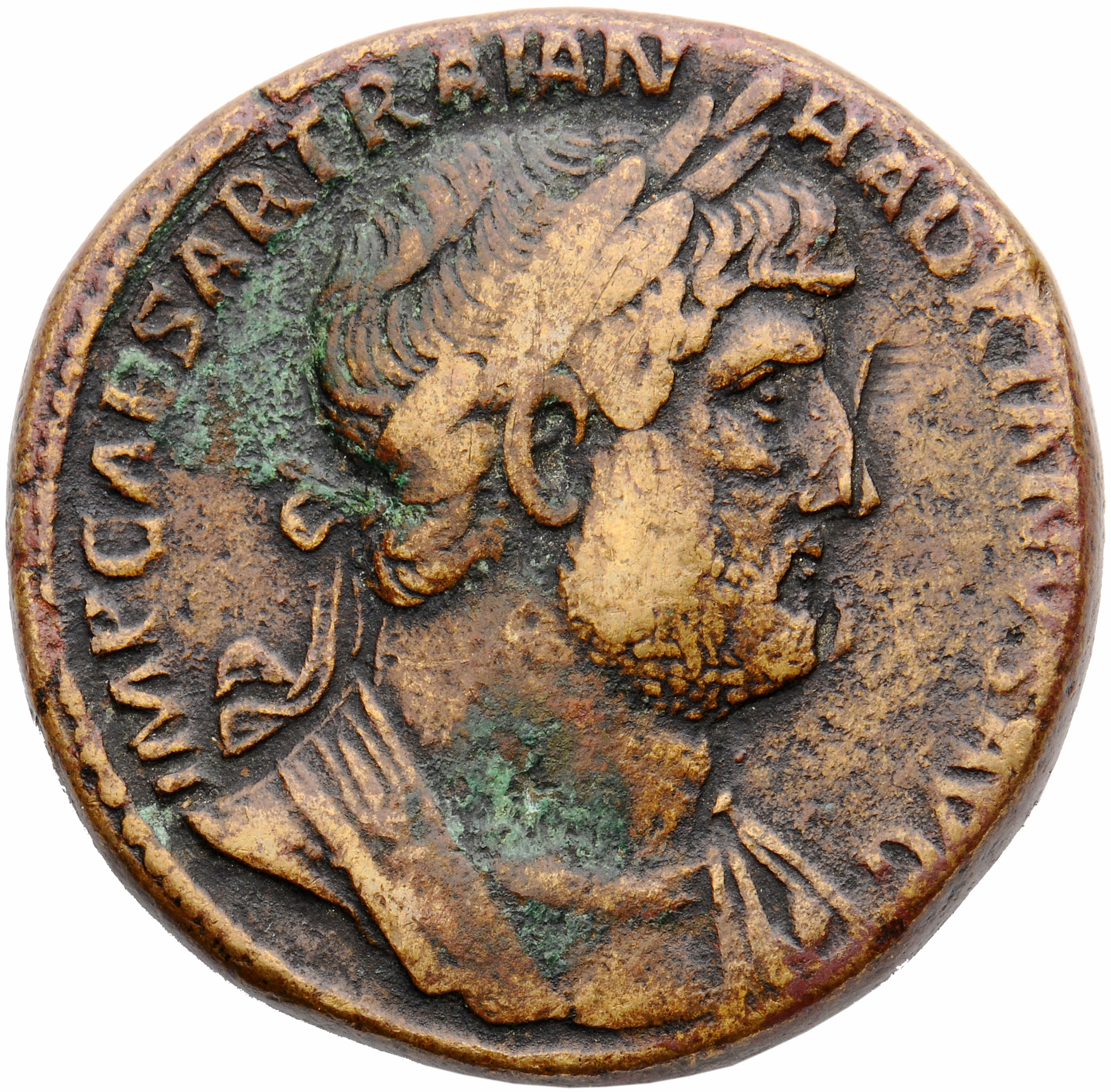 RIC II, Part 3 (second edition) Hadrian 652 Hadrian obverse, Bust of Hadrian, laureate, cuirassed, cropped of pteryges, ri...