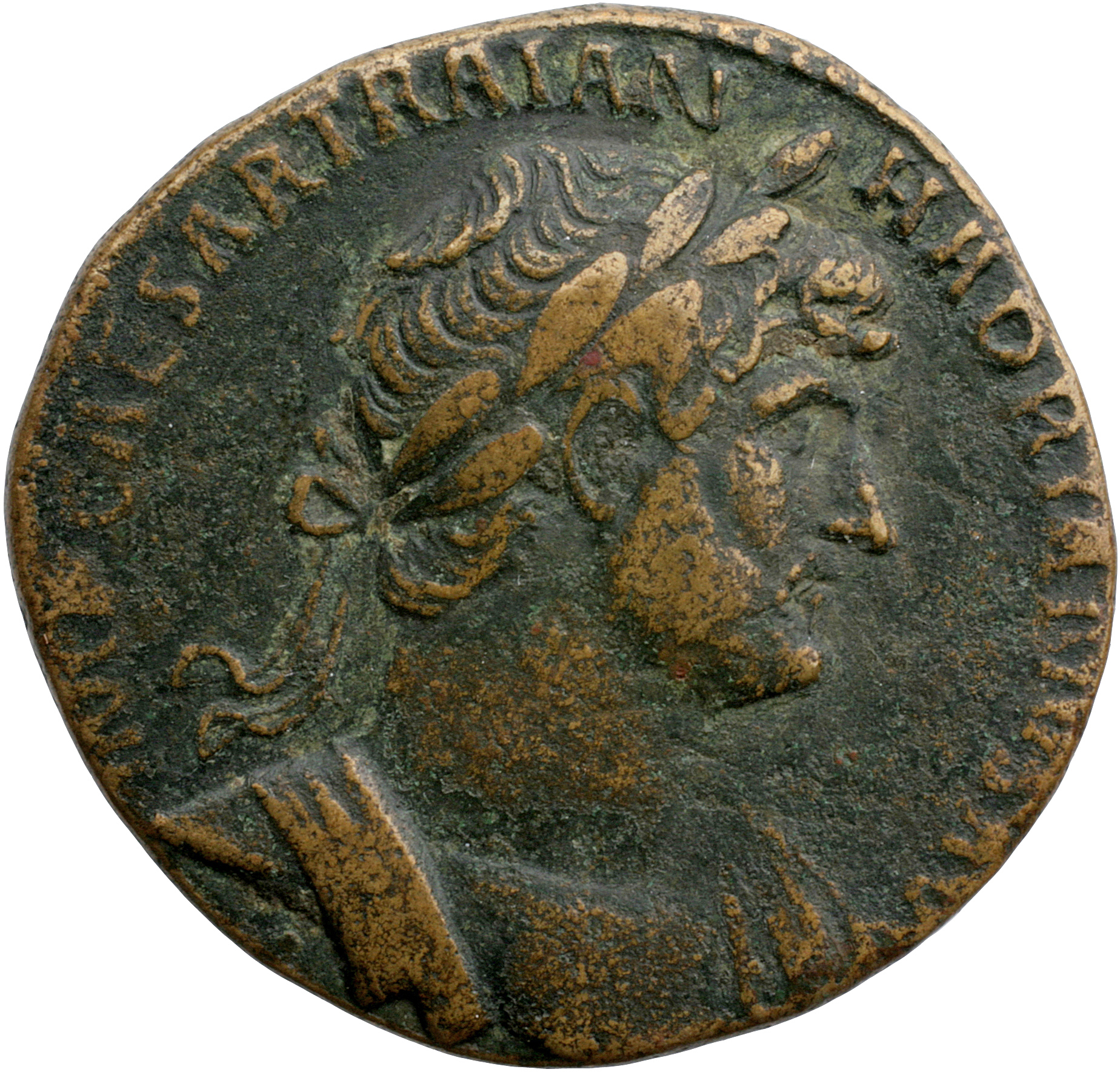RIC II, Part 3 (second edition) Hadrian 660 Hadrian obverse, Bust of Hadrian, laureate, cuirassed, cropped of pteryges, ri...